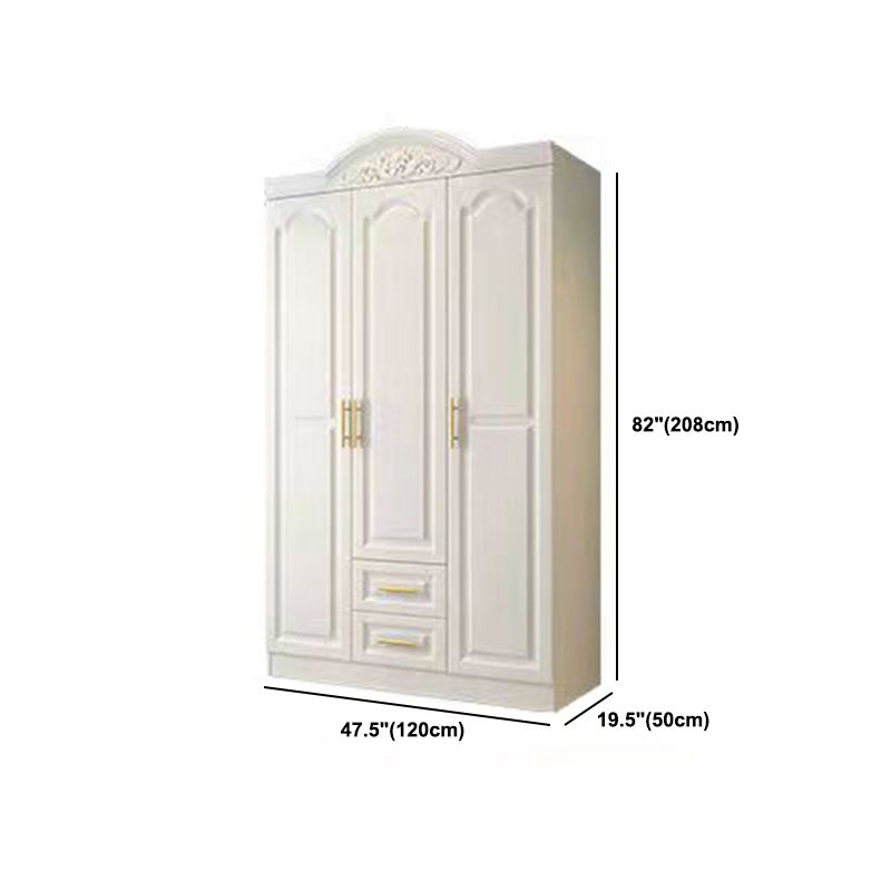 French Country Wardrobe Armoire Engineered Wood Wardrobe with Solid Wood Clothing Rod