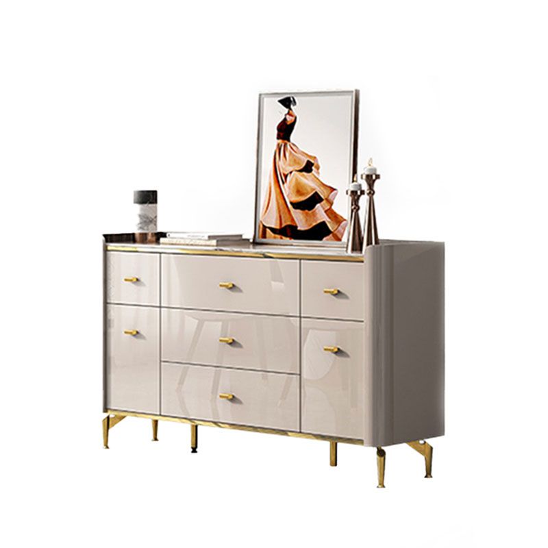 Stone Glam Chest Bedroom Storage Chest in White with Drawers