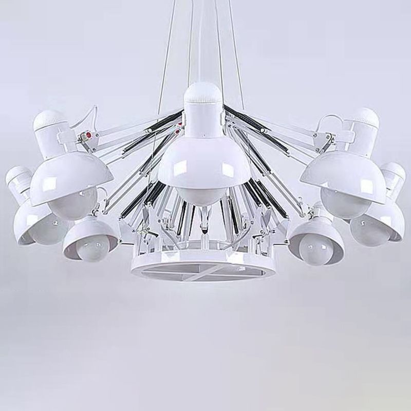 Adjustable Spider Chandelier Postmodern Metal Living Room Hanging Light with Bowl Shade