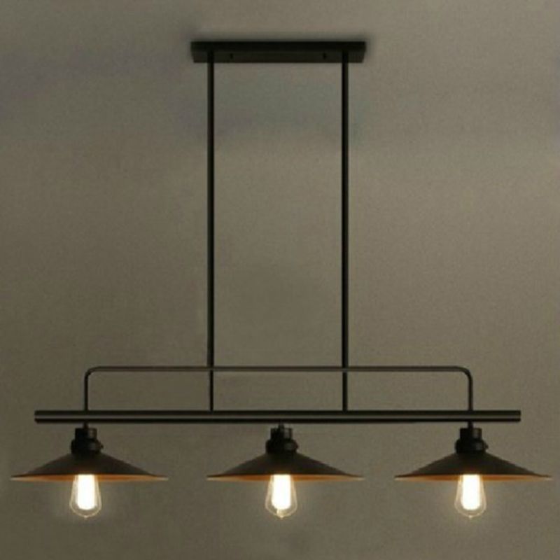 Black Geometric Island Pendant Light in Industrial Concise Style Wrought Iron Ceiling Light for Commercial Place