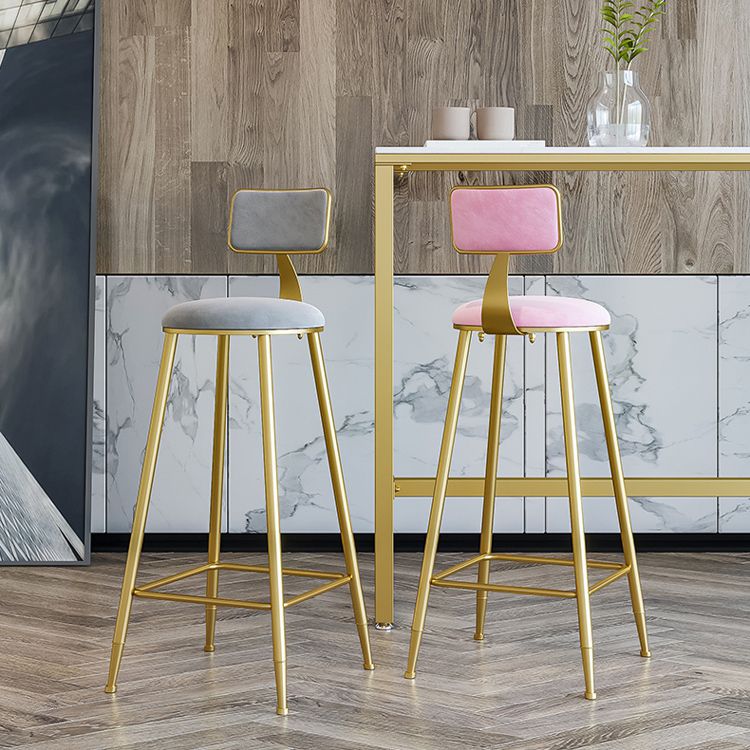 Nordic Backrest Armless Counter Stool Iron Cafe Bar Stool with Pedal and Cushion