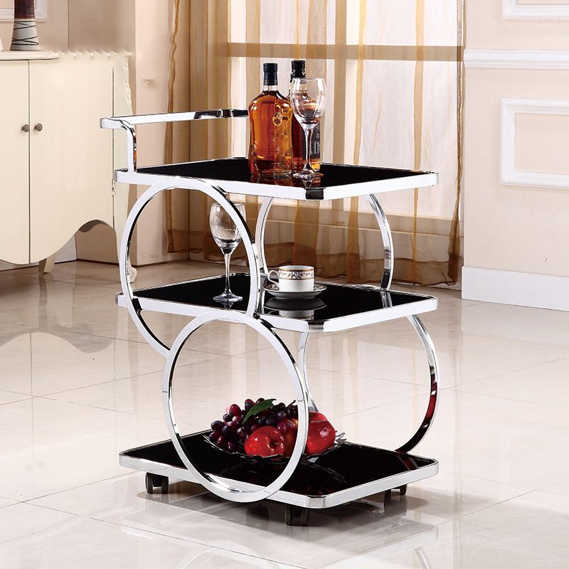 31.50" High Contemporary Prep Table Rolling Metal Prep Table for Home