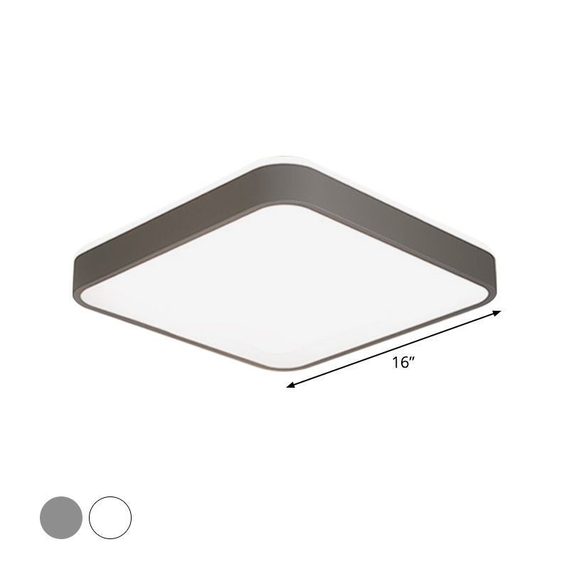 Acrylic Square/Rectangle Ceiling Lamp Simplicity LED Grey/White Flush Mounted Light in Warm/White Light for Bedroom