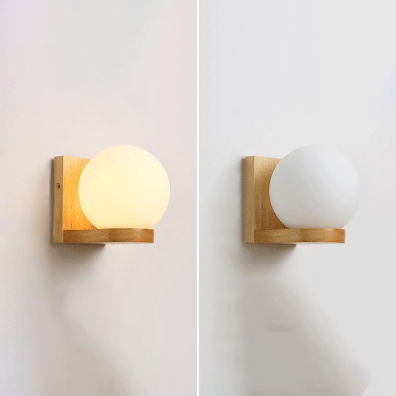Bedroom Modern Minimalism Sconce Light Solid Wood One Head Wall Mounted Lighting Fixture
