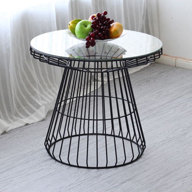 Modern Style Glass Round Side Table Dia 19.7-inch Frame End Table