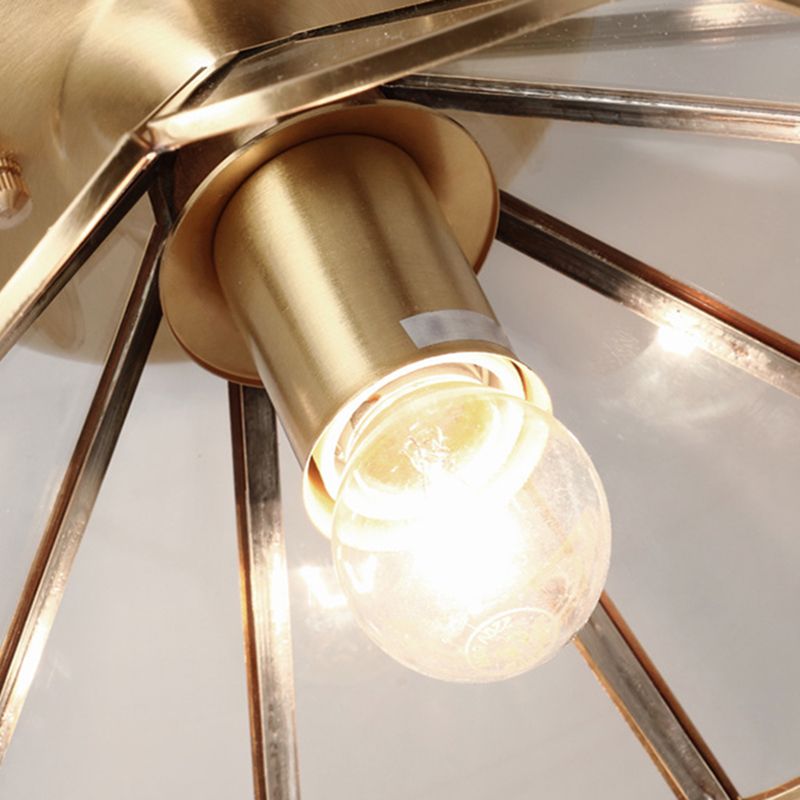 Colonial Scalloped Flush Mount Light Frosted Glass Brass Flush Mount Ceiling Lamp