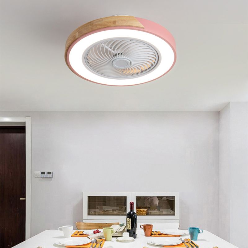Runde Farbblöcke Deckenventilator Leuchte LED LED Metal Halbmontage Beleuchtung für Schlafzimmer