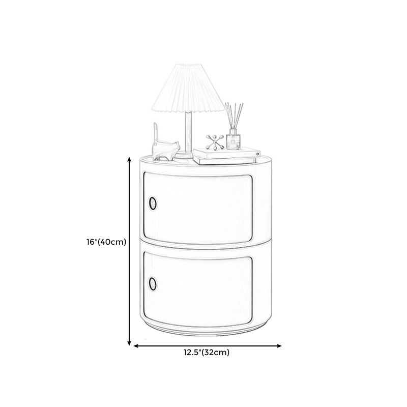 Dia 12.6" Nordic Round Plastic Side Table in Yellow/Green with Storage
