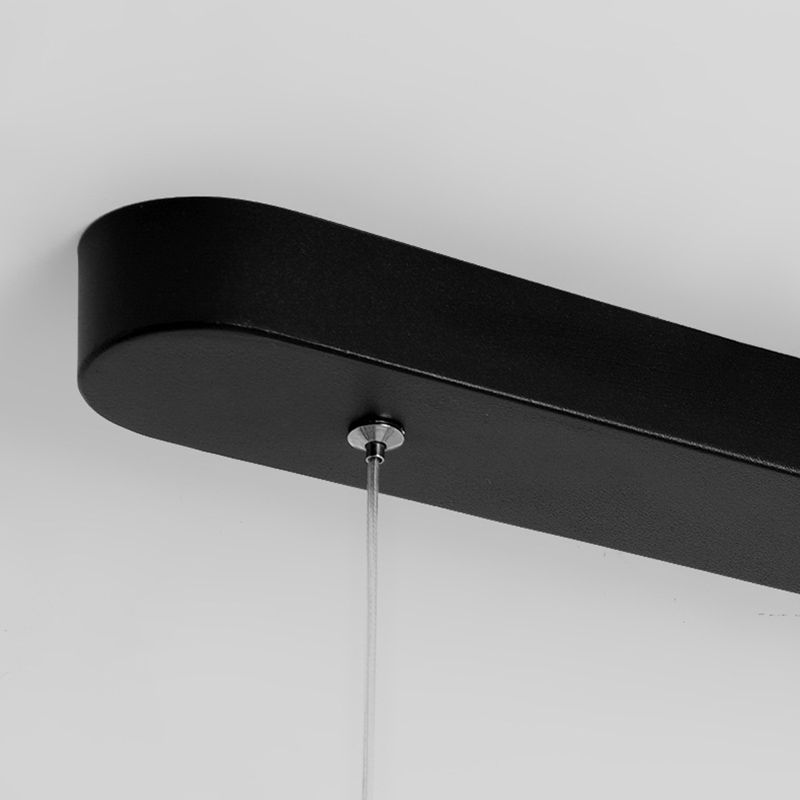 Modern Style Linear Shape Island Lights Glass 3/4 Lights Pendant Light in Black