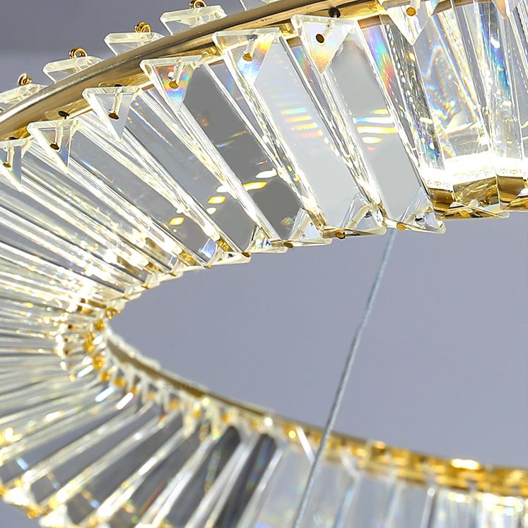 Contemporary Style Ceiling Lighting Ring Crystal in Gold LED Ceiling Fixture