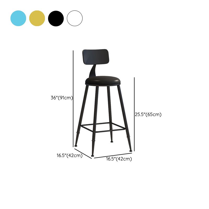 Industrial Iron Bar Stool Bar Height Armless Stool with Cushion