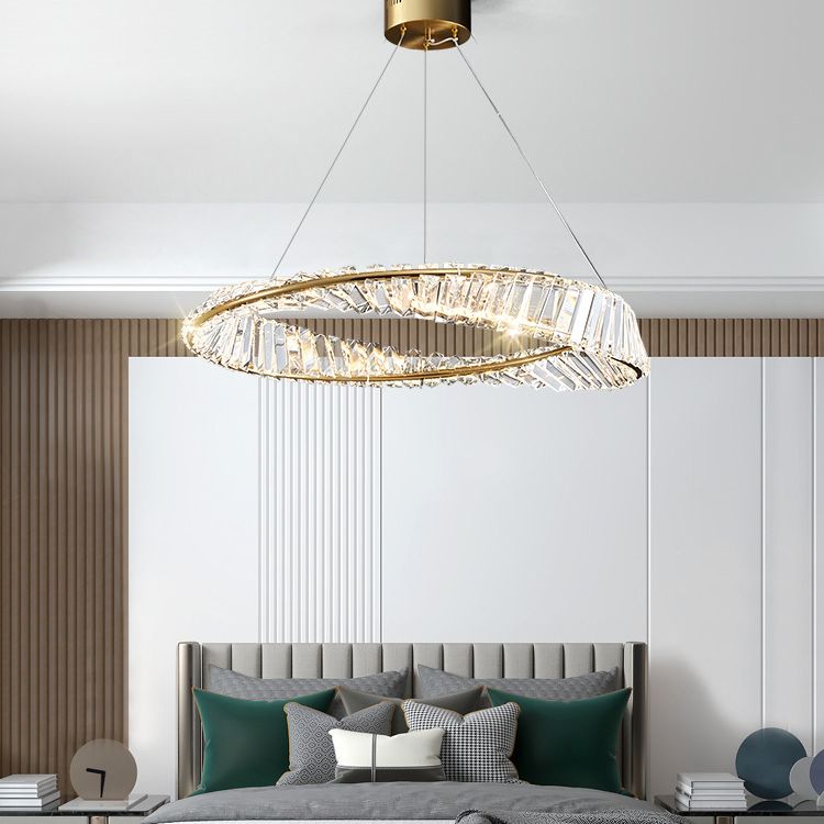 Postmodern Simplicity Round Hanging Chandelier Pendant Light Crystal Ceiling Lights Fixture for Restaurant