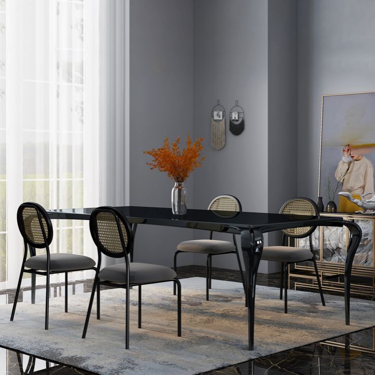 Upholstered Armless Dining Chairs Open Back Side Chair with Metal Legs