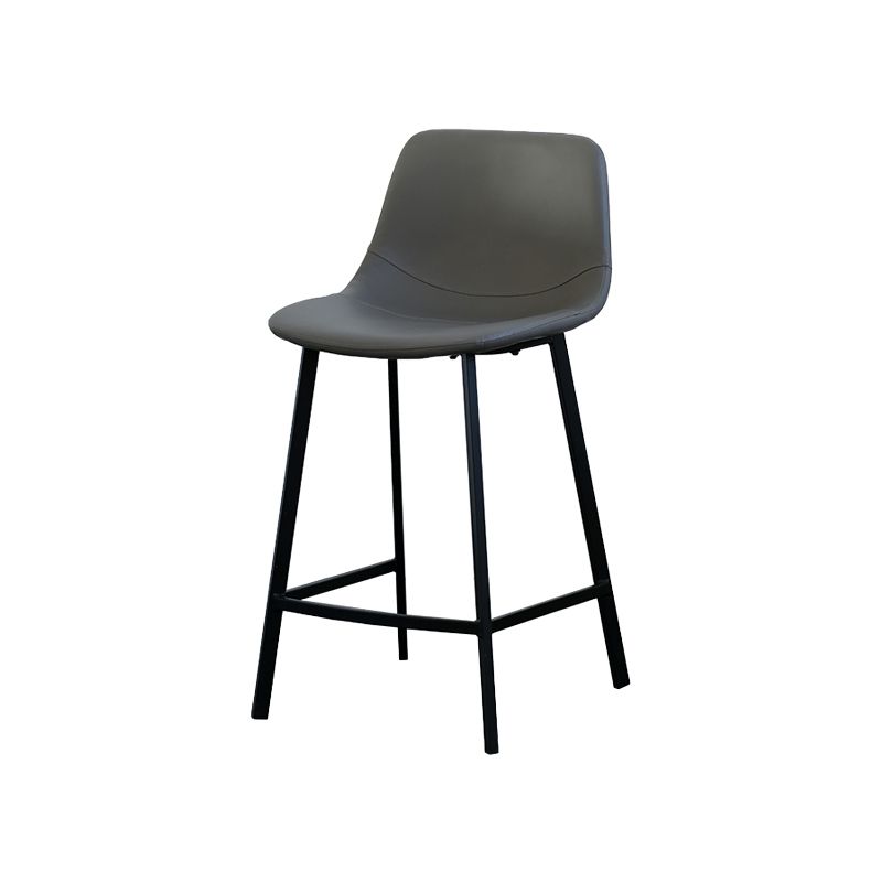 Contemporary Mental Leather Bar Stools Indoor Barstool with Iron Legs and Low Back