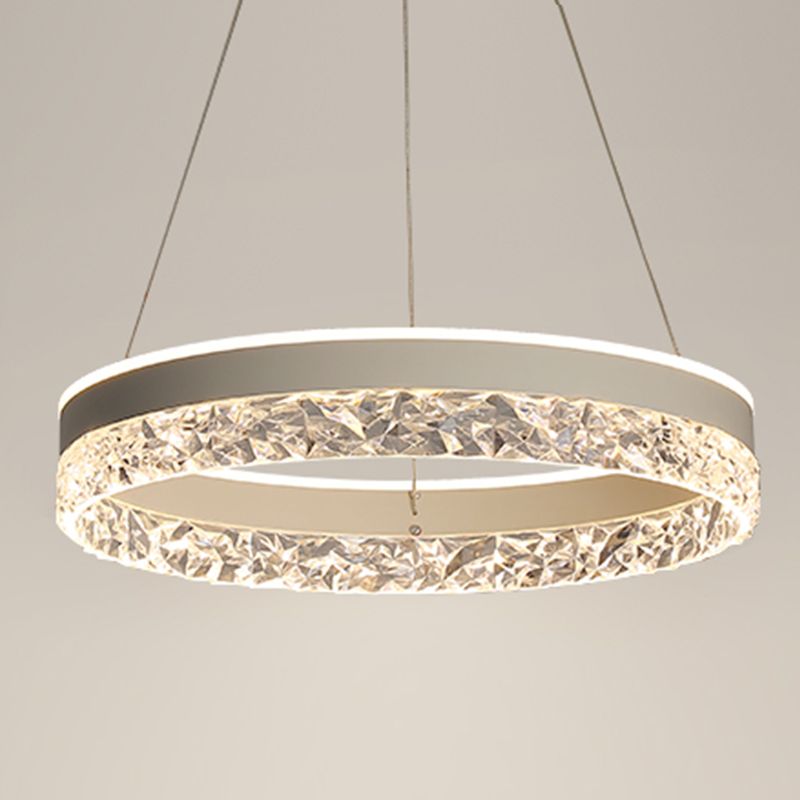 Modern Metal Chandelier Light Fixtures Round 1-Light Suspension Pendant Lamps with Acrylic Shade