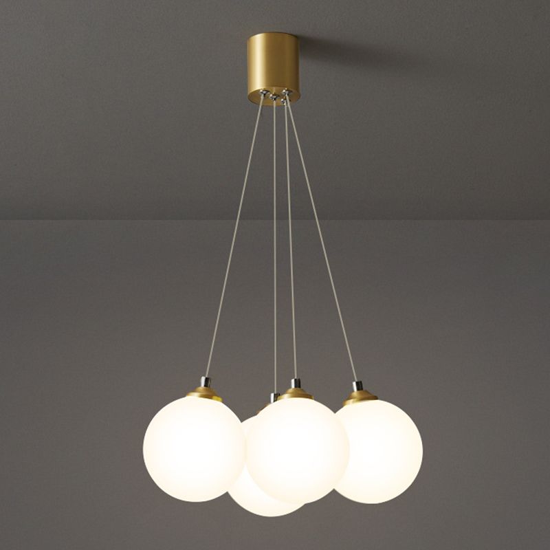 Balloons Hanging Pendant Light Simplicity White Glass Bedroom Chandelier in Gold