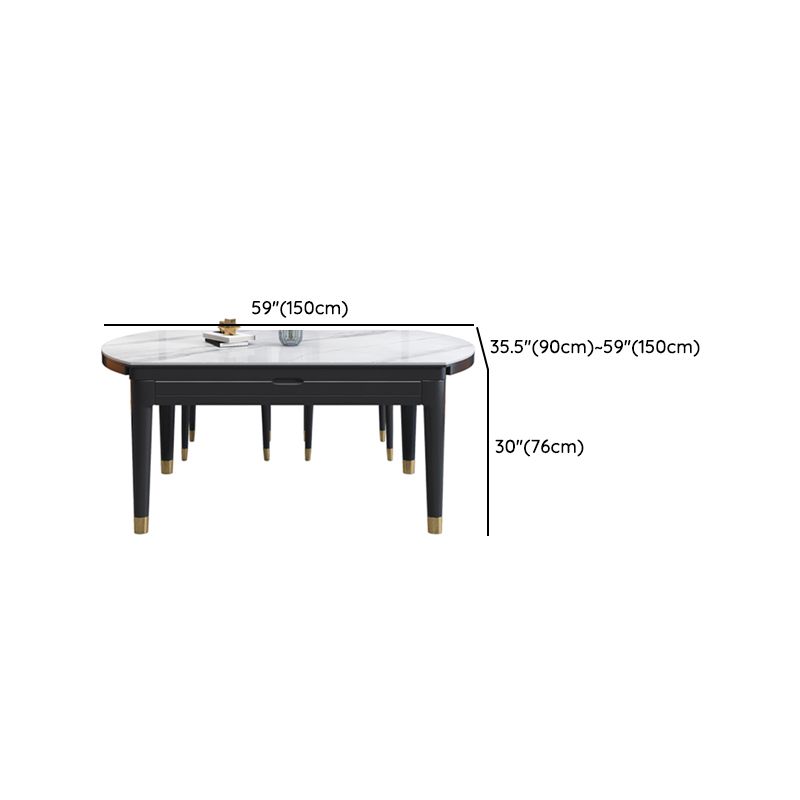 Modern Extendable Dining Table White Round Stone Tabletop for Dining Room