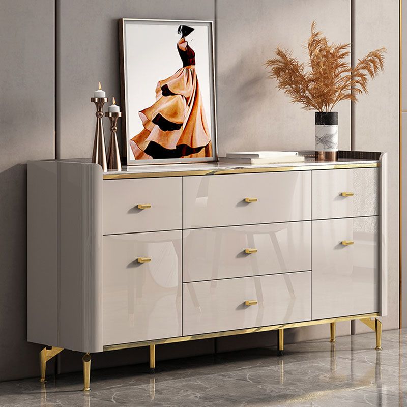 Stone Glam Chest Bedroom Storage Chest in White with Drawers