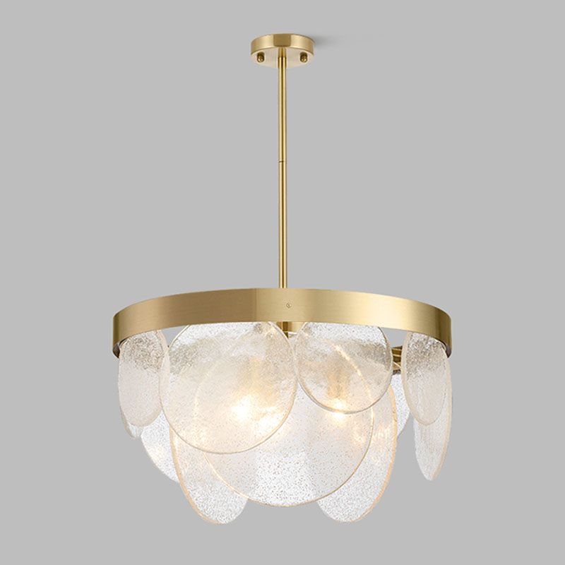 Modern Style Chandelier Light Fixture Round Shape Clear Glass Hanging Light