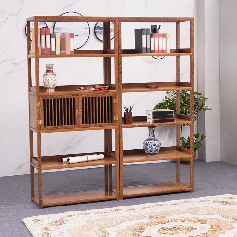 Contemporary Open Back Bookshelf Etagere Wooden Bookcase with Shelves