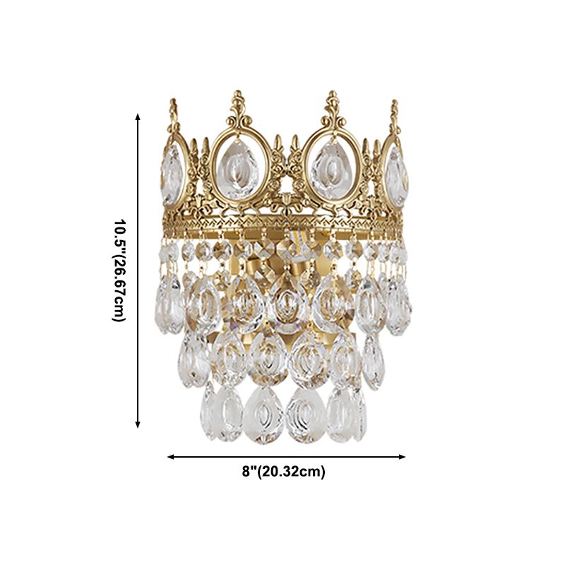 Contemporary Style Crown Wall Sconce Light Simplicity Wall Lamp with Crystal Shade