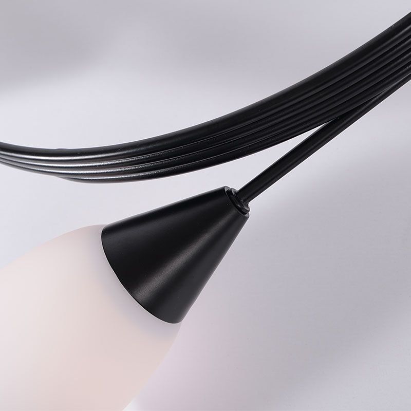 Black Multi Lights Semi Flush Mount Traditional White Glass Ceiling Light for Living Room