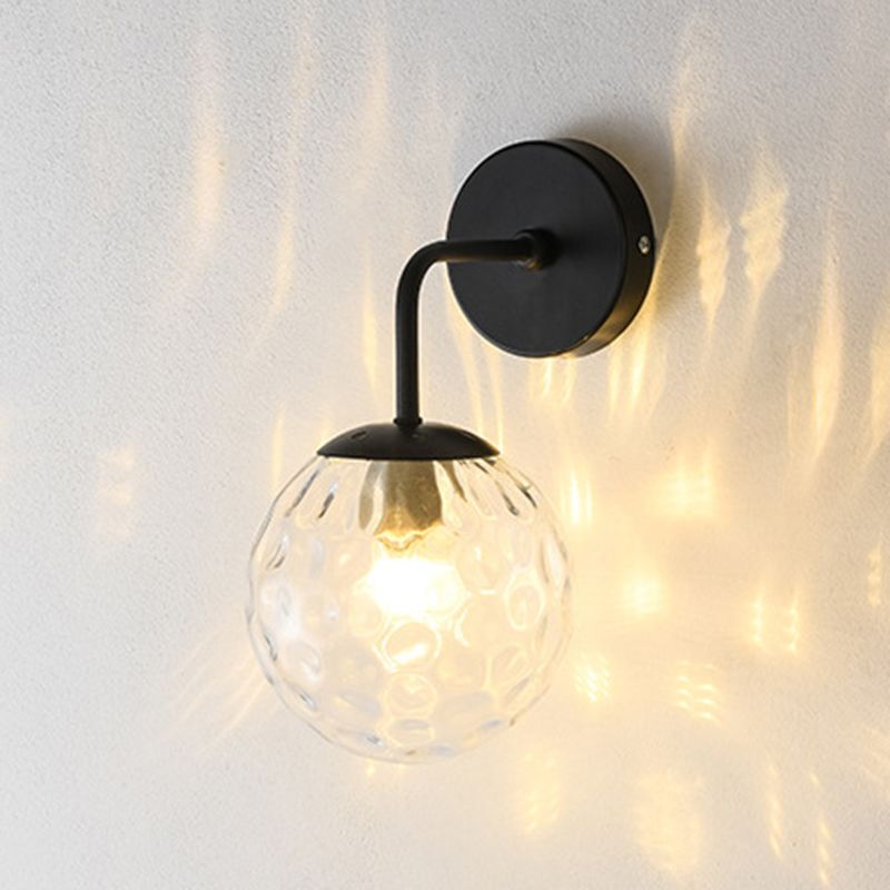 Industrial Style Ball Shape Wall Sconce Glass 1 Light Sconces for Dining Room