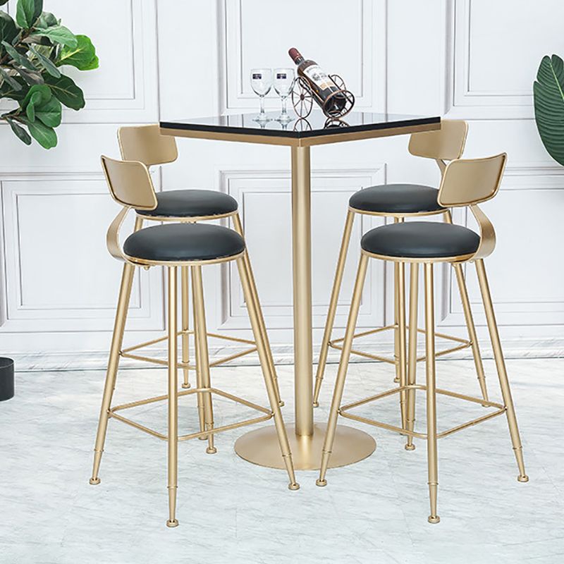 Round Bar Table Gold and Metal Base Bar Table for Kitchen Living Room Coffee Room