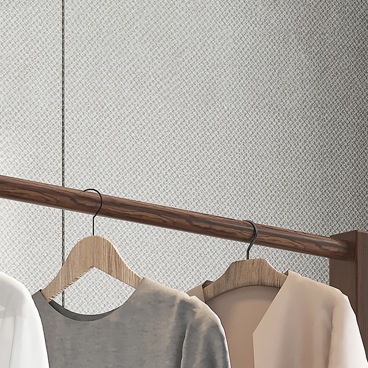 Contemporary Rubberwood Solid Wood Wardrobe 2 Shelves Wardrobe Closet