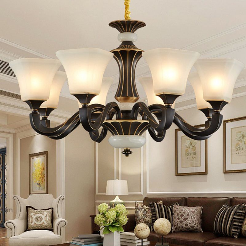 Bell Glass Chandelier Hanging Light Fixture Antique Living Room Chandelier Light Fixtures