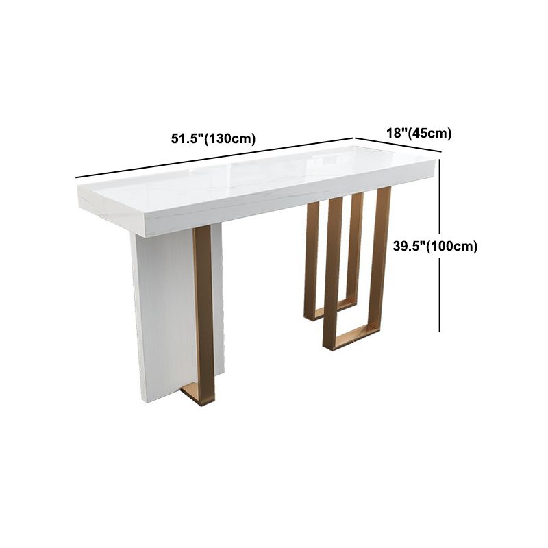 Glam Bar Table Set 1/5 Pieces Rectangle Stone Counter Table with High Stools for Balcony