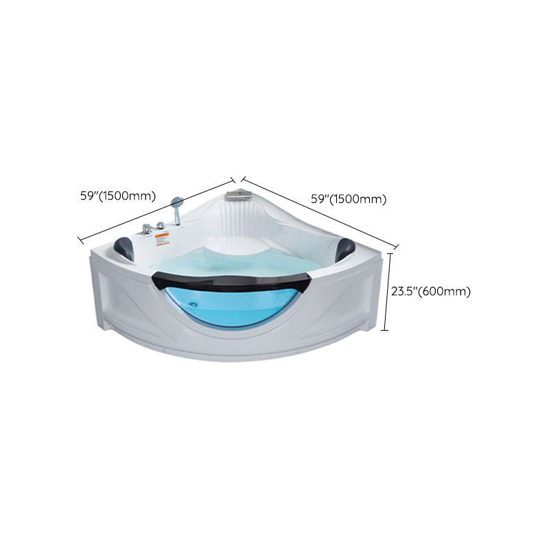 Contemporary Acrylic Corner Bath Tub White Tub with Internal Drain