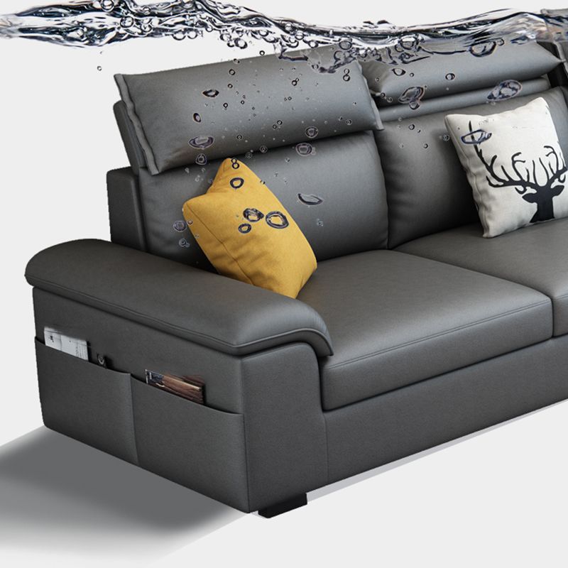 Modern L-Shape Sectional Pillow Back Cushion Sofa and Chaise with Storage
