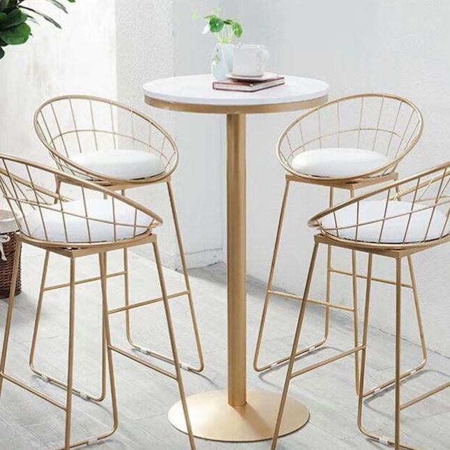 Glam Style Pub Table Round Pedestal Bar Table for Indoor Use
