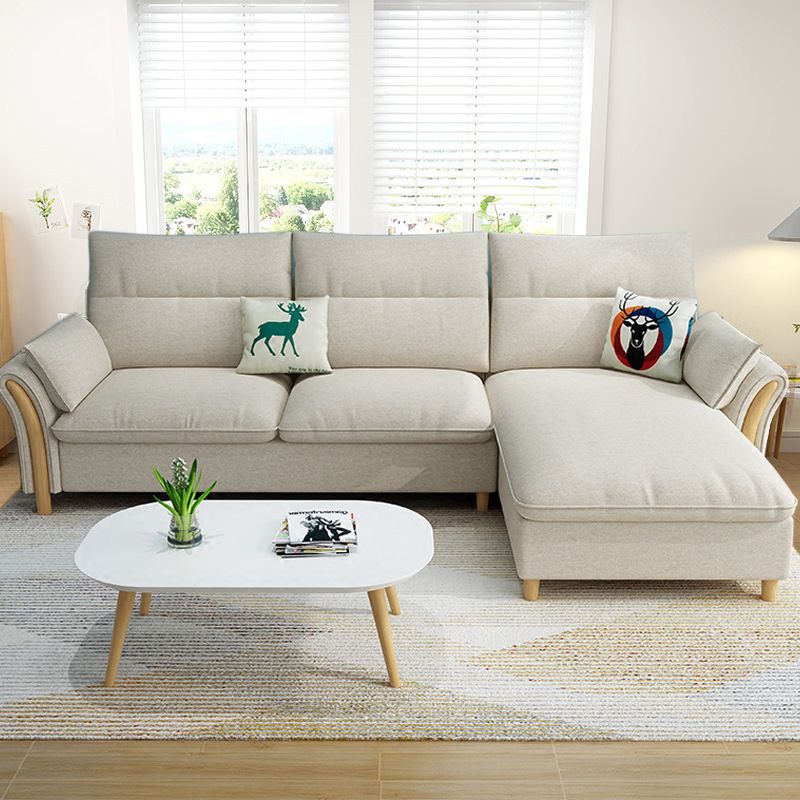 Fabric Ottoman Included Sectional Sofa Slipcovered Flared Arm Sectional