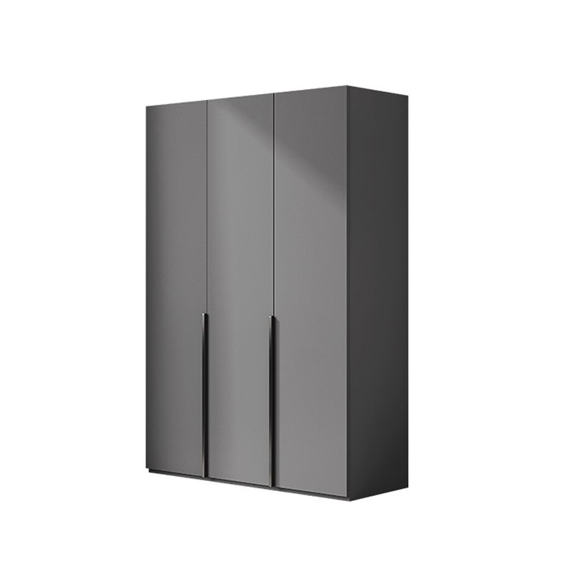 Contemporary Grey Storage Cabinet with Garment Rod Hinged Door Cabinet for Bedroom