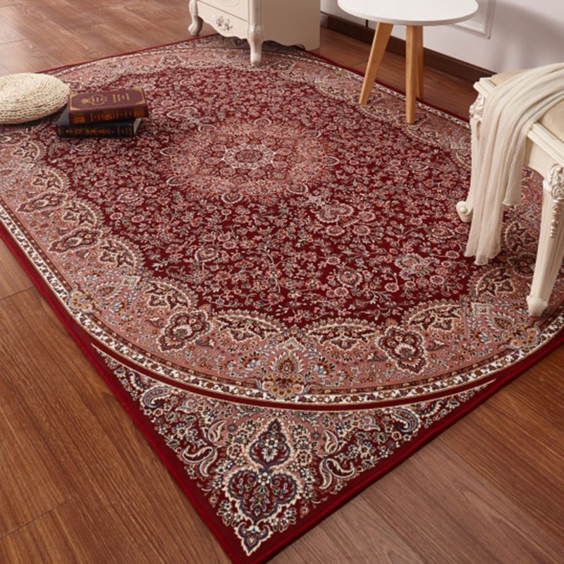 Vintage Medallion Pattern Carpet Polyester Area Carpet Non-Slip Backing Rug for Home Decoration