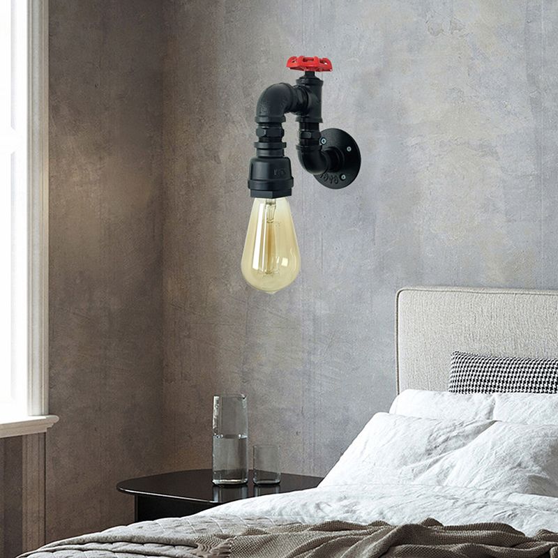 Black Contemporary Wall Sconce Metal Pipe Shape Vanity Lamp for Bathroom