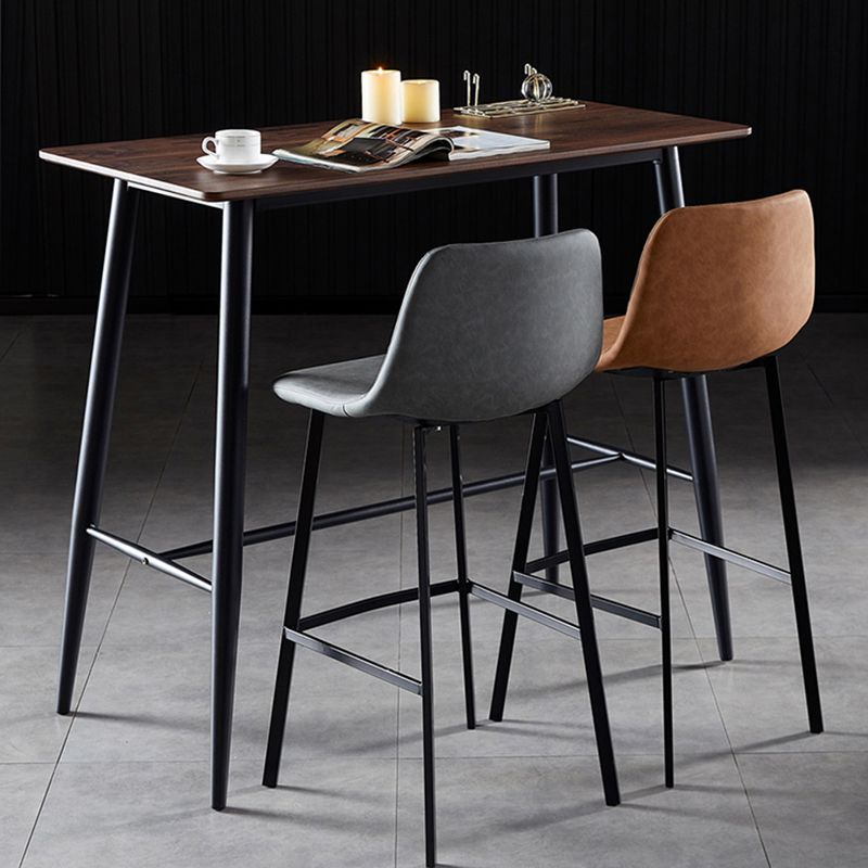 Modern Armless Backrest Counter Stool Iron Household Bar Stool with Leather Cushion
