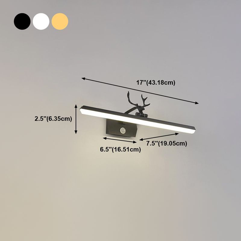 1 Light Linear Vanity Lighting Fixtures Modern Style Metal LED Mirror Lights