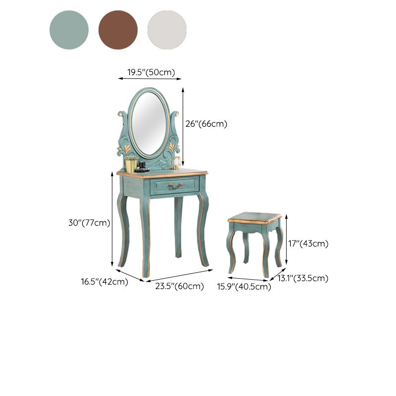 Victorian Make-up Vanity with Drawer and Mirror, Solid Wood Vanity Dressing Table