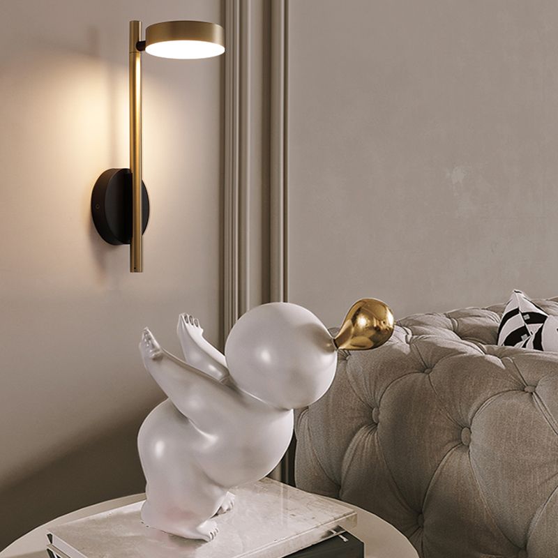 Nordic Metal Wall Light Gold Rotatable 15.5" High LED Wall Sconce for Living Room