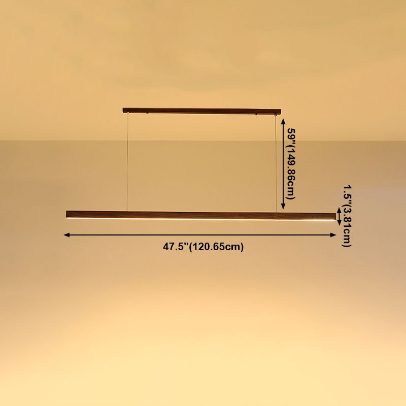 Zeitgenössische Küche Anhänger Leichtes lineares Holz 1 Licht Anhänger Beleuchtung