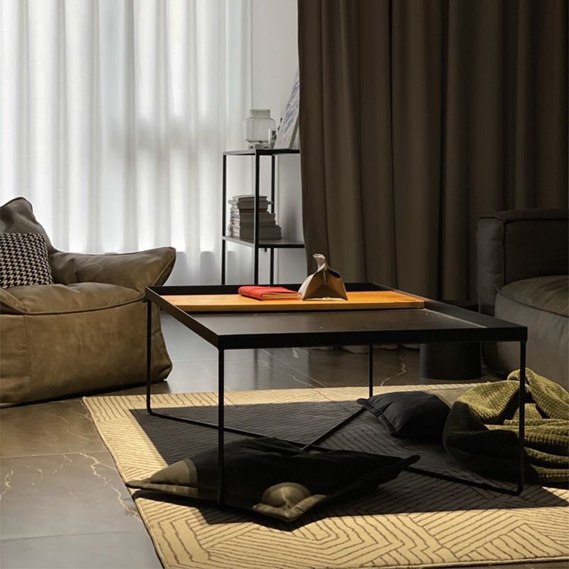 Modern Style Metal Craft Cross Table Base Black Rectangular & Square Coffee Table