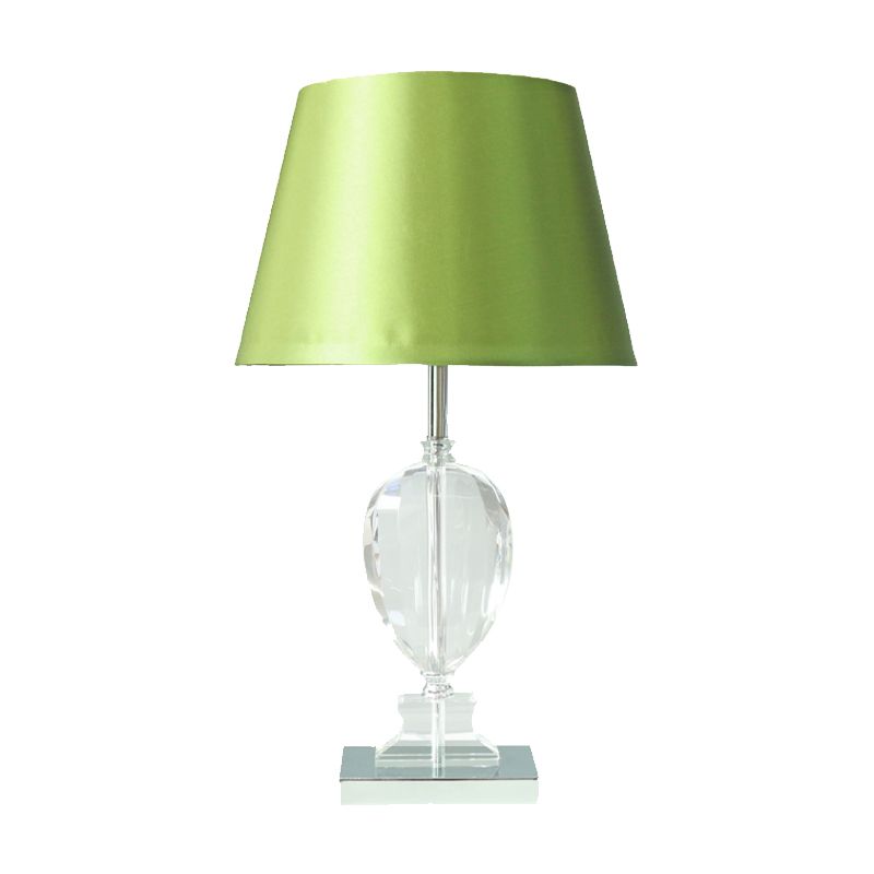 Lámpara de mesa de dormitorio de 1 luz de cristal biselado de estilo moderno con luz nocturna Empire Shade en verde