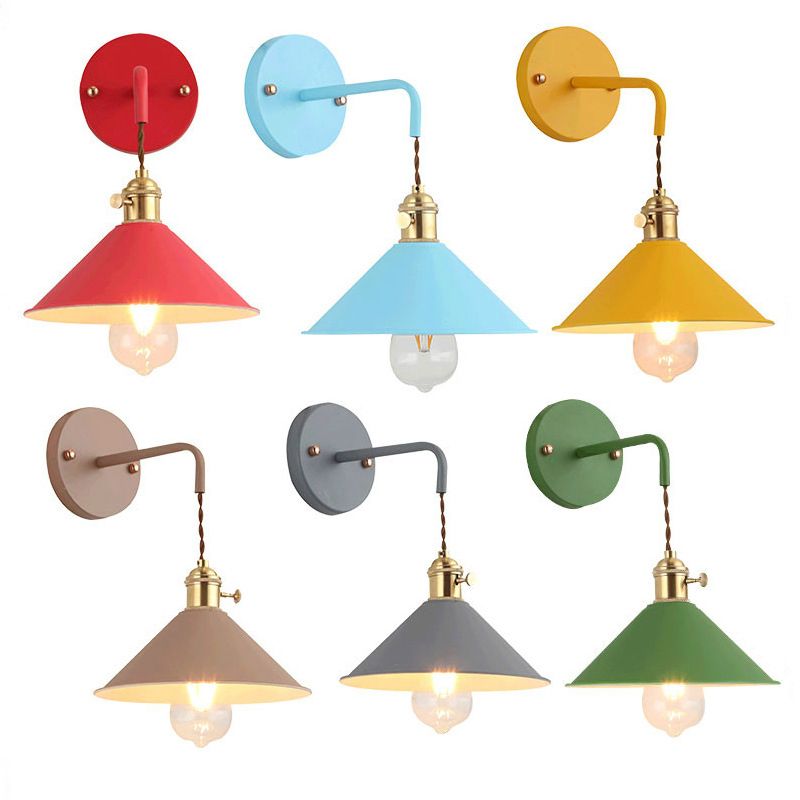 Modern Macaron Sconce Lighting Metal Geometric Wall Lamp for Bedroom