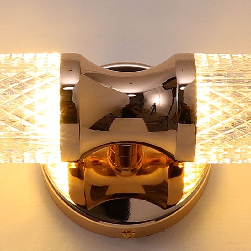 Black / Gold 1 - Light Wall Light Solid Brass and Acrylic Cylinder Wall Fixture