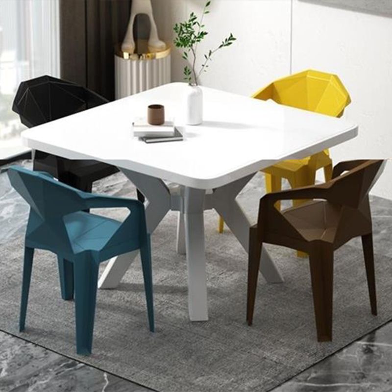 Modern Plastic Dining Table Outdoor Water Resistant Patio Table with Umbrella Hole