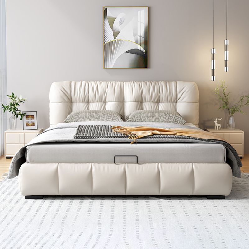 Wood and Upholstered Headboard Platform Bed Rectangular Panel Bed