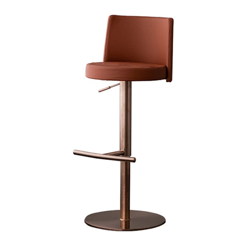 Modern Style Adjustable Counter Stool with Leather Cushion and Single Leg